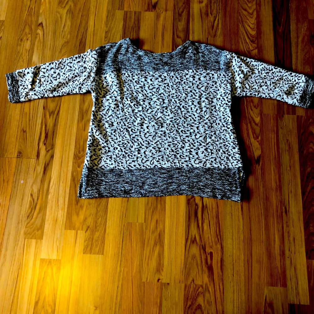 Gray and White Leopard Petite Sweater